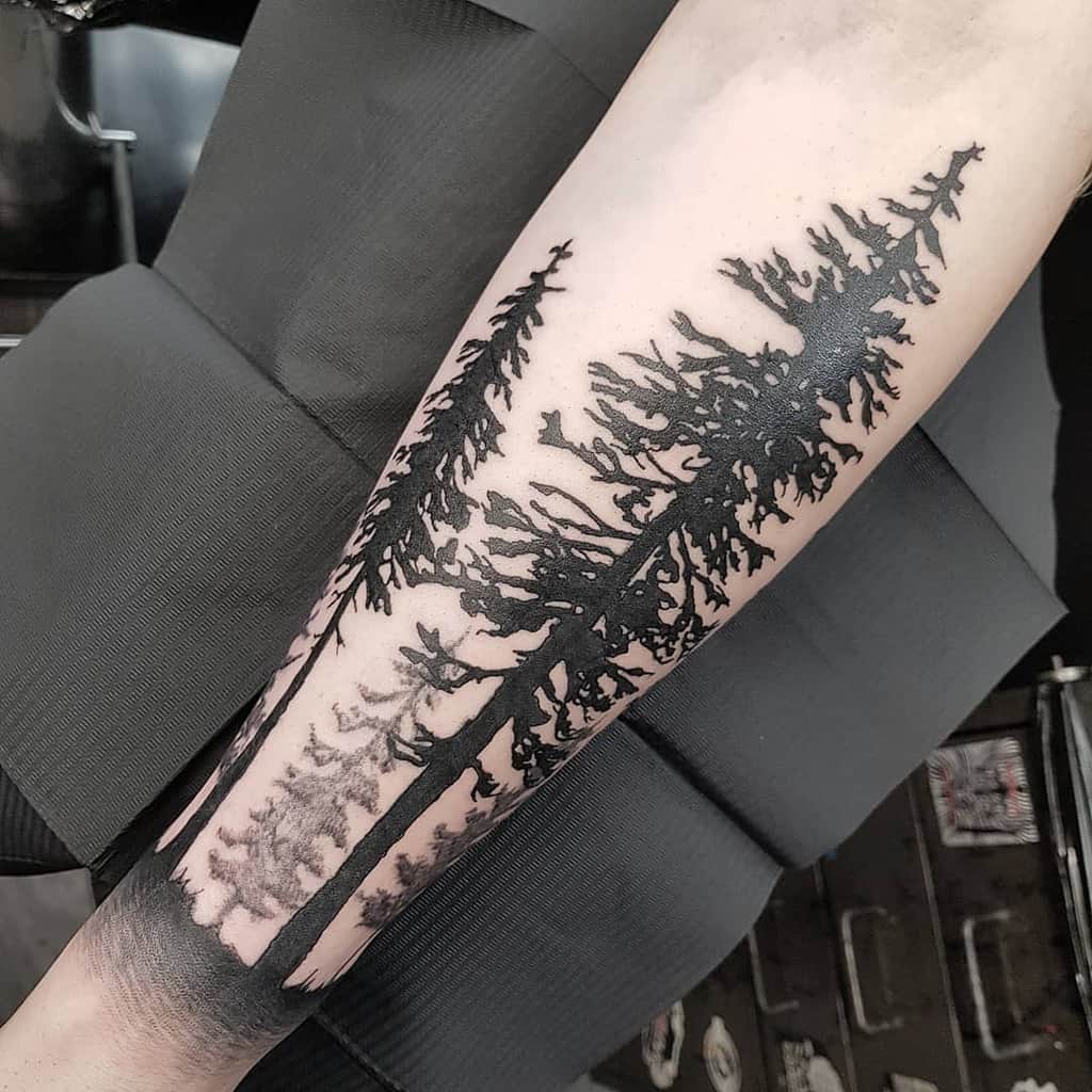 Tree Silhouette Forearm Tattoo tomcarrtattoos