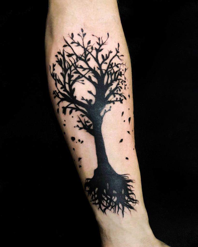 Tree Silhouette Forearm Tattoo tuttotattooo