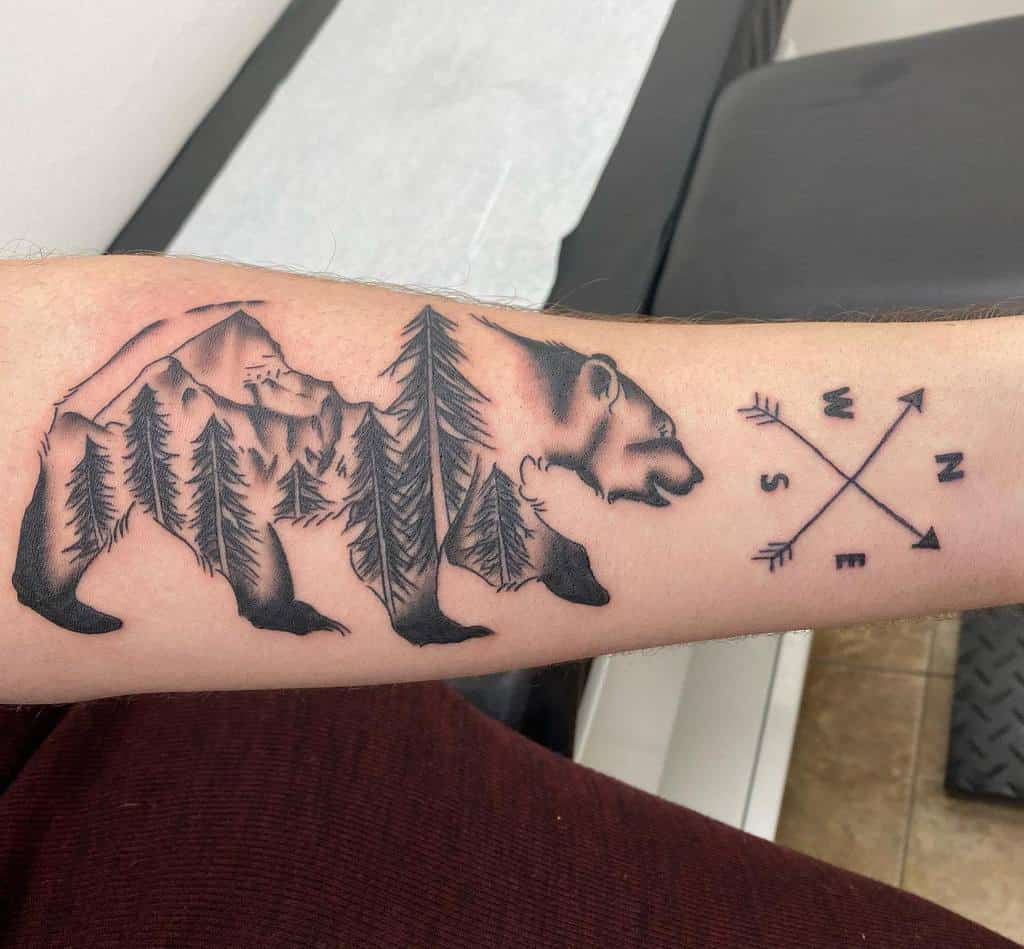 Tree Silhouette With Bear Tattoo devensart