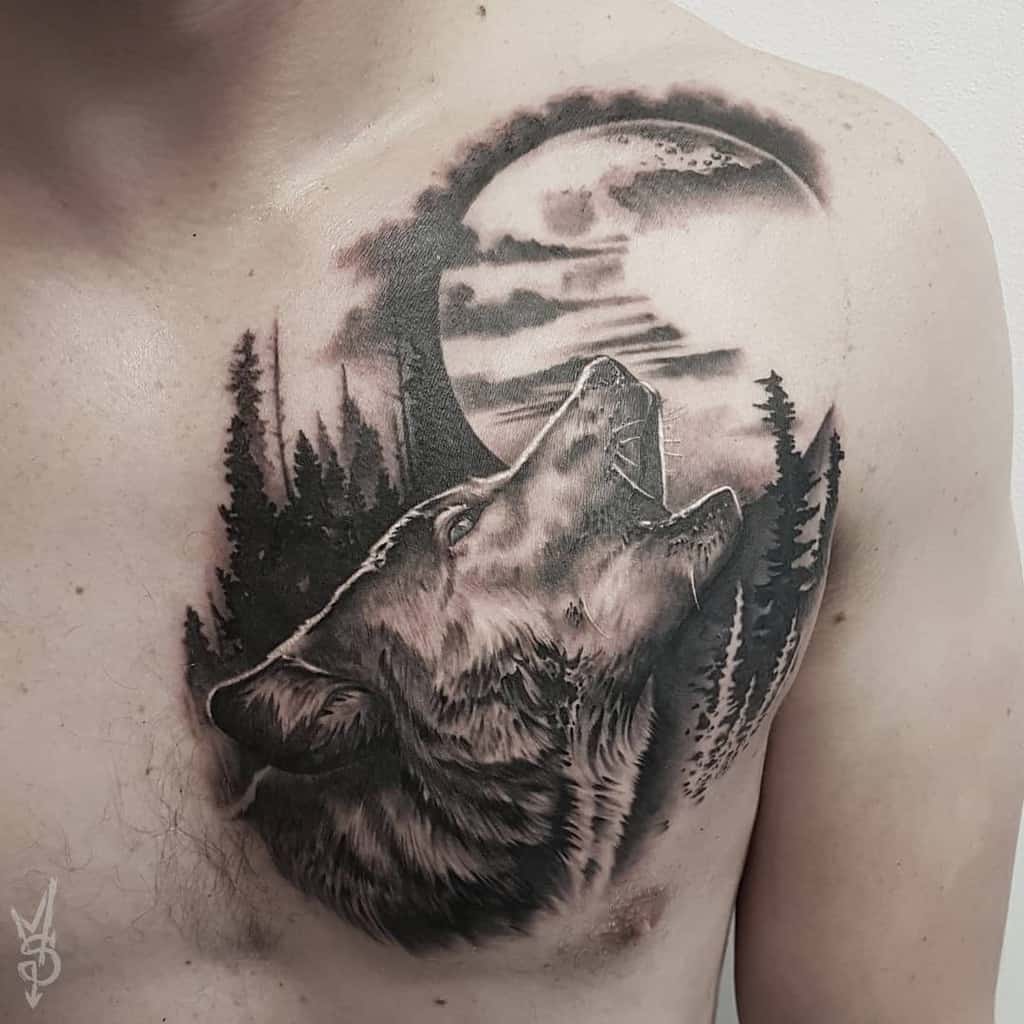 Tree Silhouette With Wolf Tattoo martins.silins