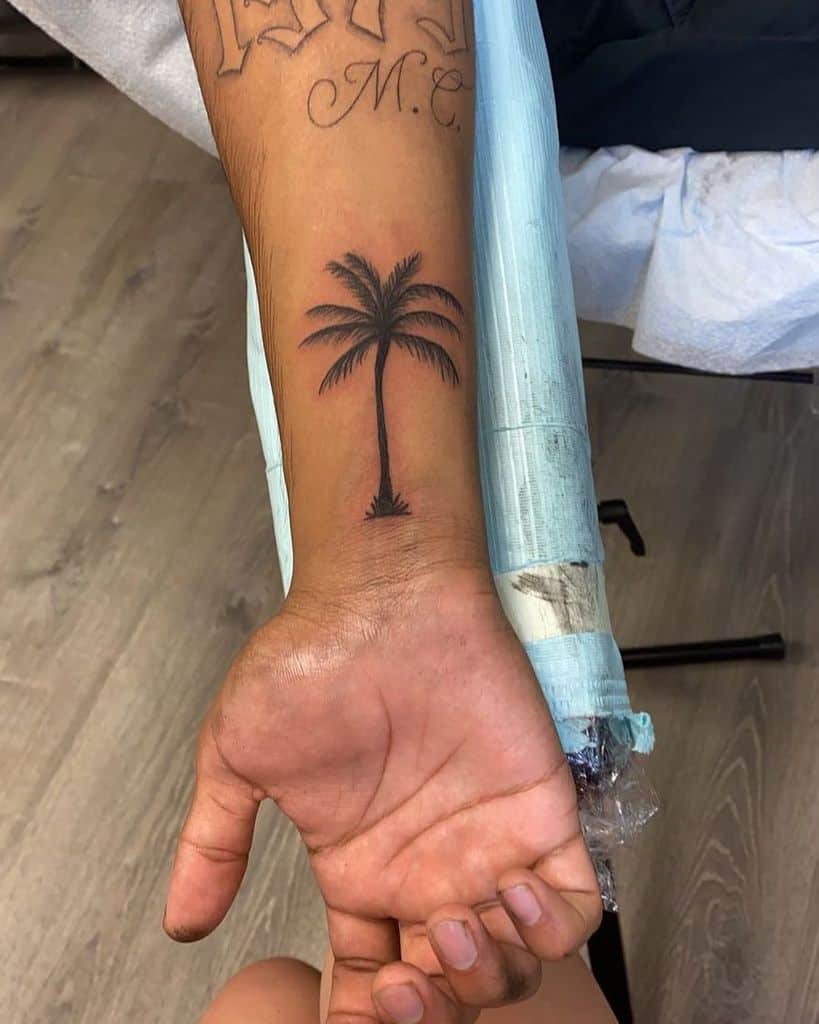 Tree Silhouette Wrist Tattoo kali.tattoos
