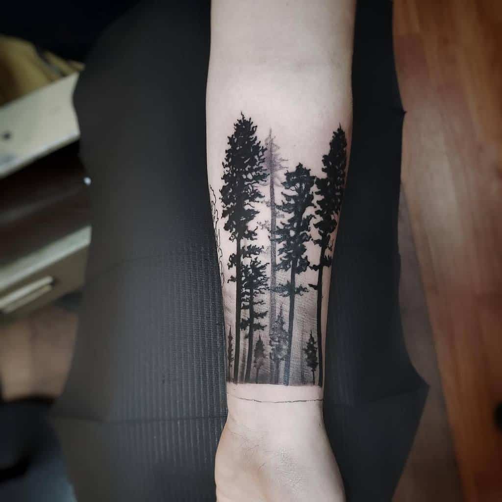Tree Silhouette Wrist Tattoo tattoosbycate