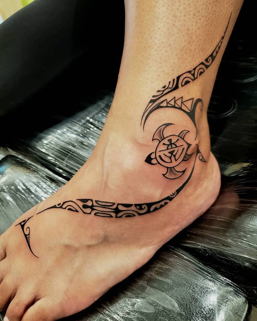 Tribal Ankle Tattoos for Women fala_o_niuvakai
