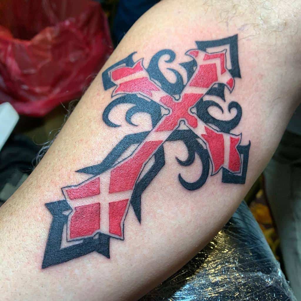 Tribal Cross Back Tattoo artofchee