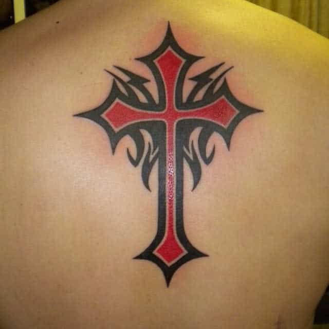 Tribal Cross Back Tattoo chadreisenwebertattooartist
