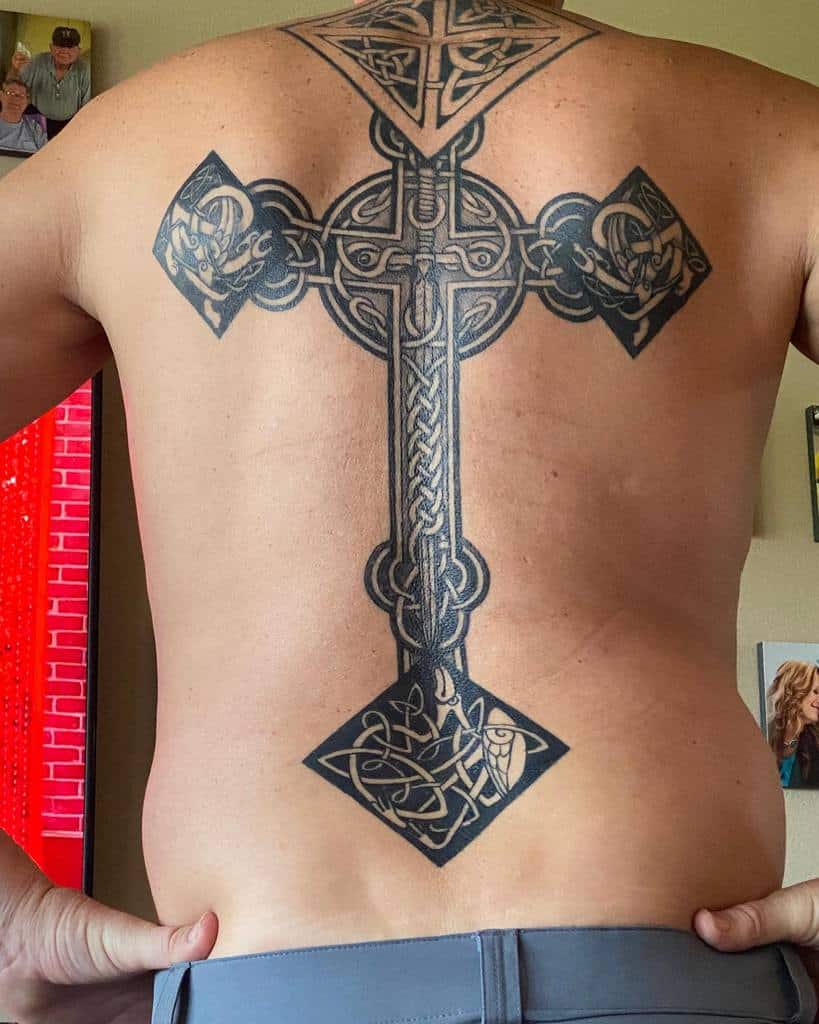 Tribal Cross Back Tattoo tattoosbythomgreen