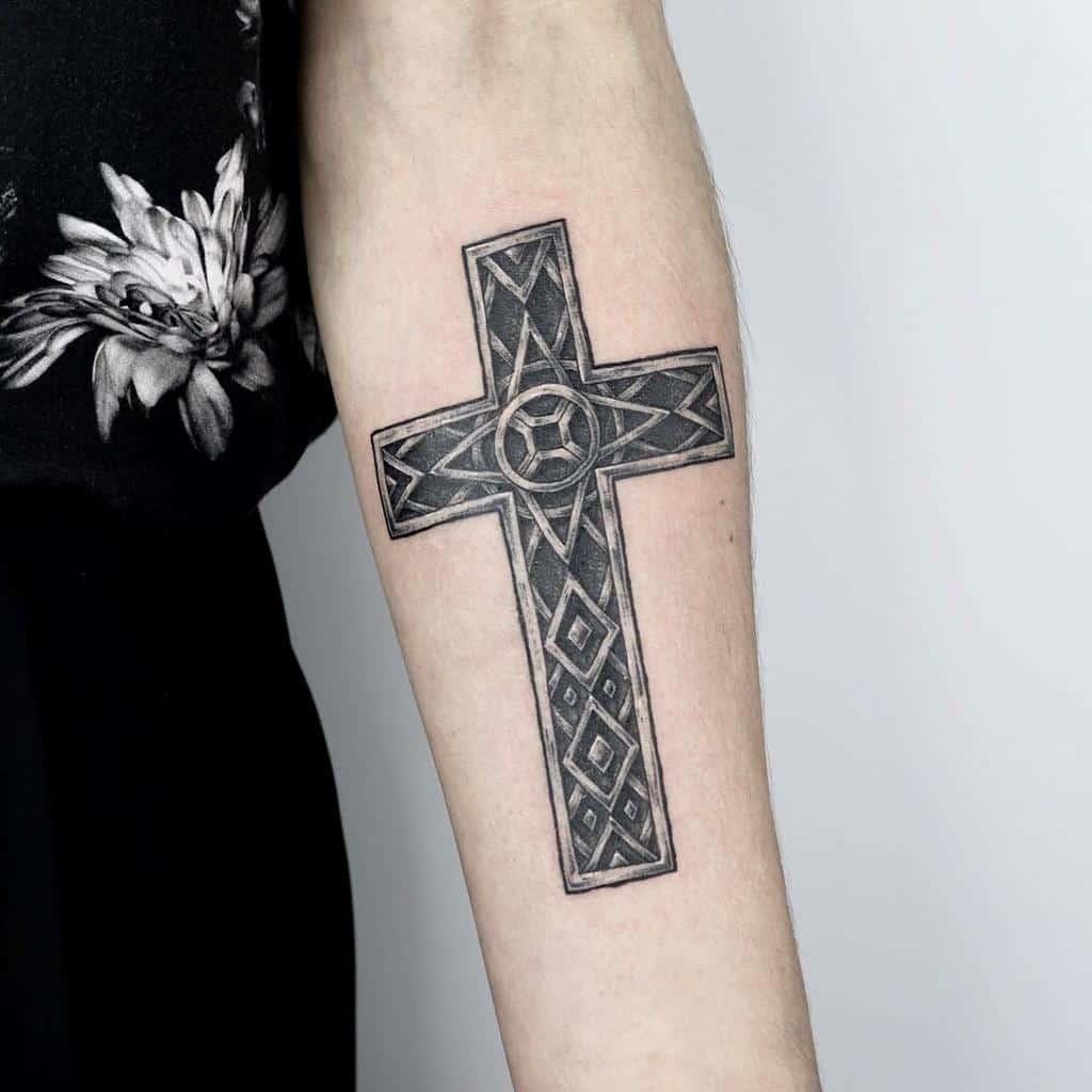 Tribal Cross Forearm Tattoo tattooist_wolae