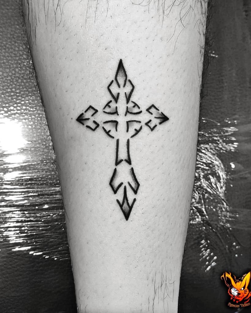 Tribal Cross Leg Tattoo lele_kurama_tattoo