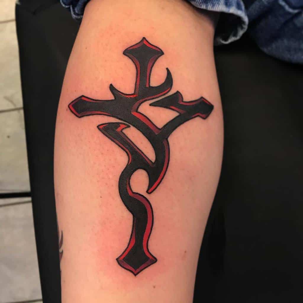 Tribal Cross Leg Tattoo tattoosby_ak