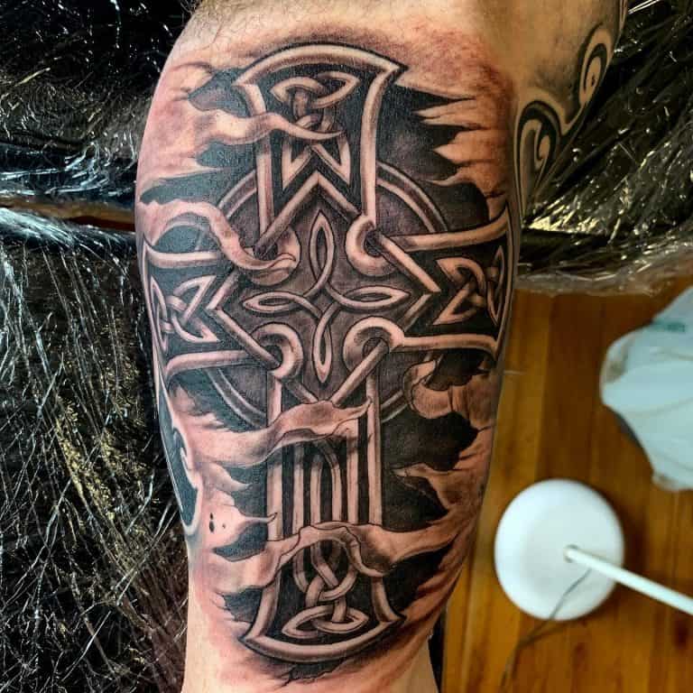 67 Cool Tribal Cross Tattoo Ideas   Tribal Cross Upperarm Tattoo Davemcewanillustratecreate 768x768 