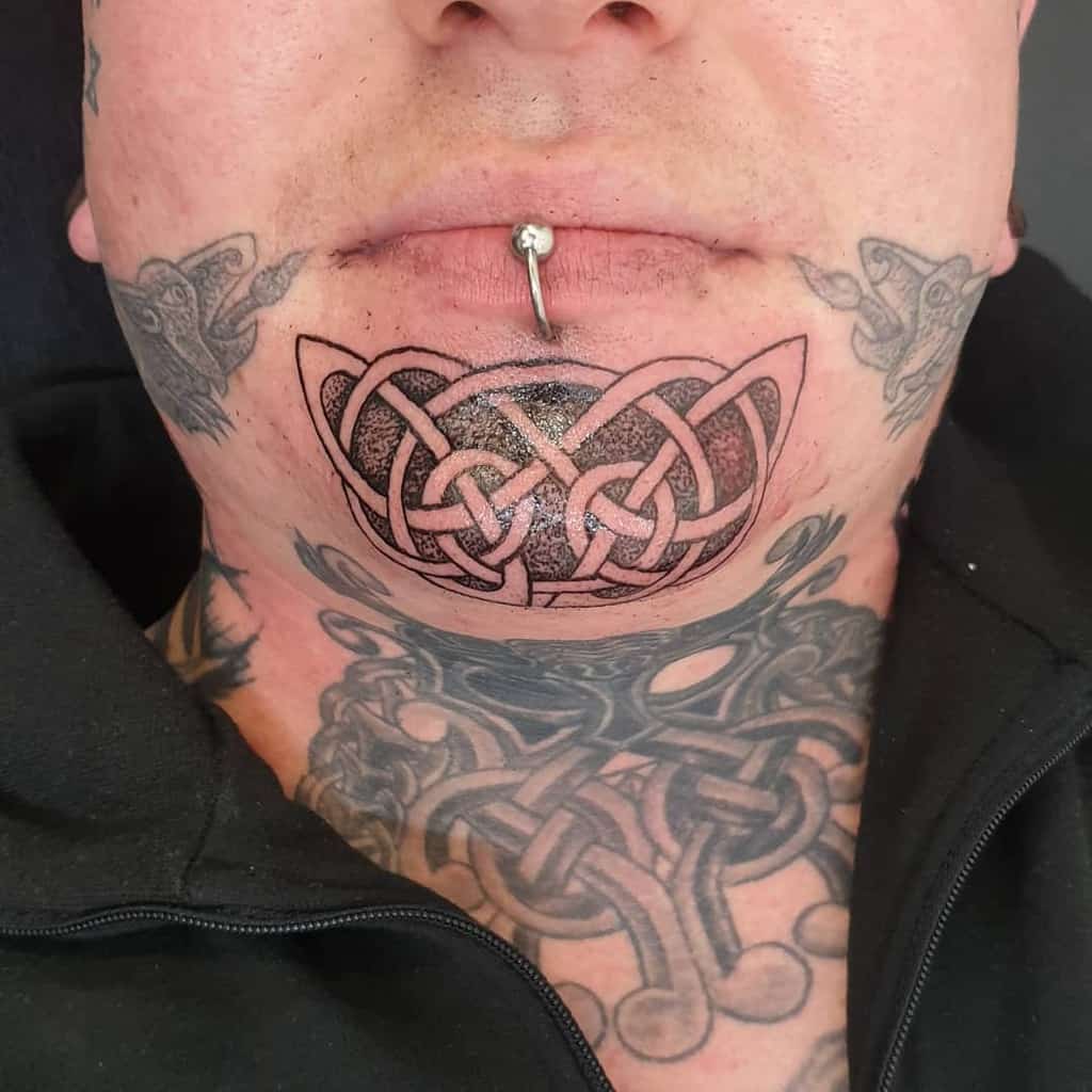 Tribal Face Chin Tattoo jordantwotone