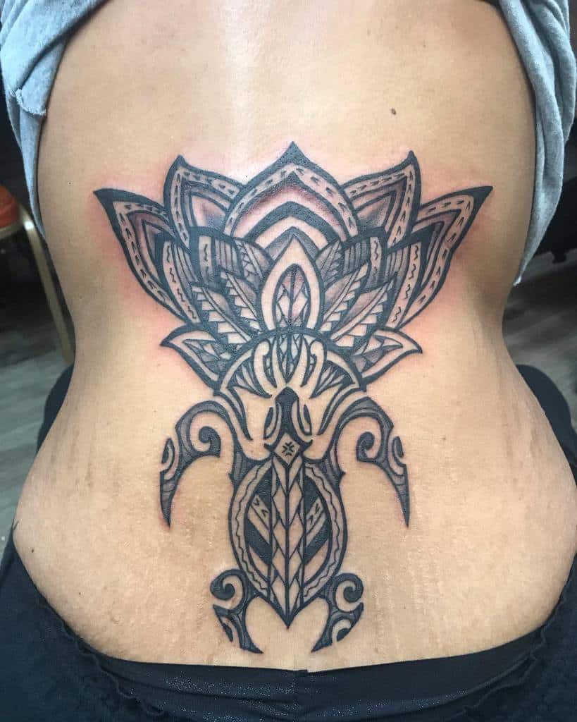 Tribal Flower Back Tattoo johnislandink
