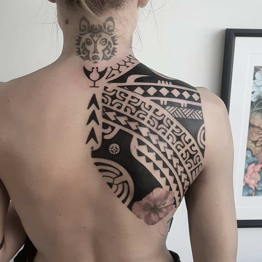 Tribal Flower Back Tattoo stefano_miani_tattoo