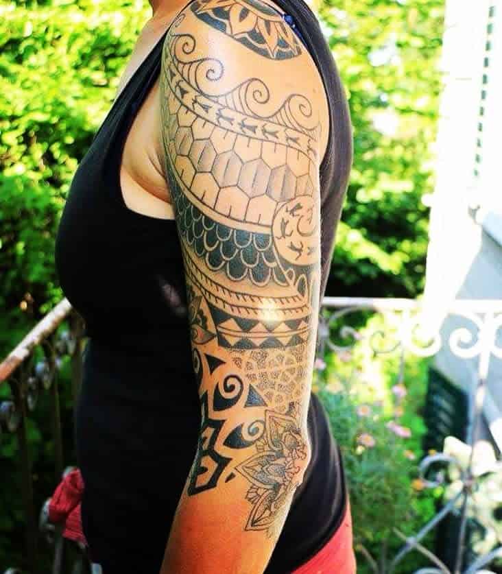 Tribal Full Sleeve Tattoos for Women sins_one