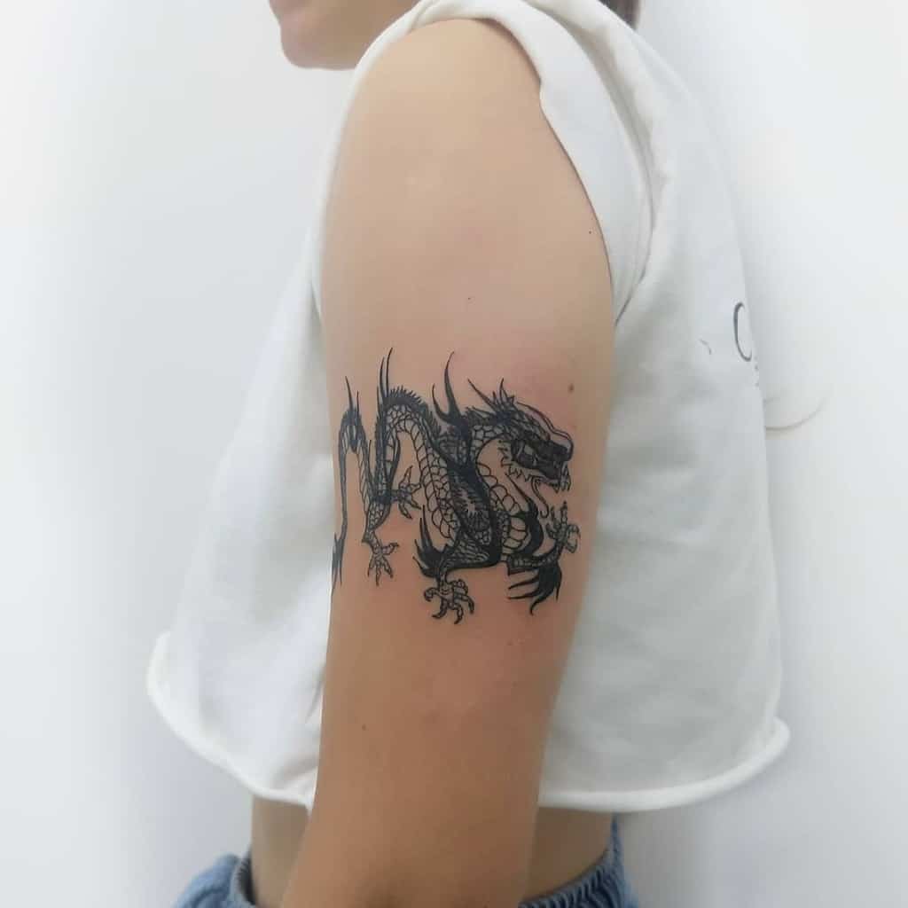 Upperarm Dragon Tattoos for Women kris_li_tattoo