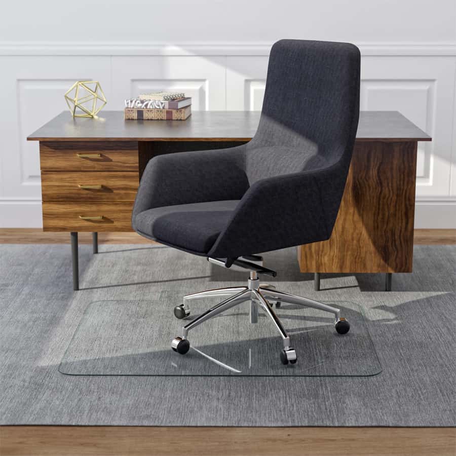 Vitrazza Glass Office Chair Mat with Lip