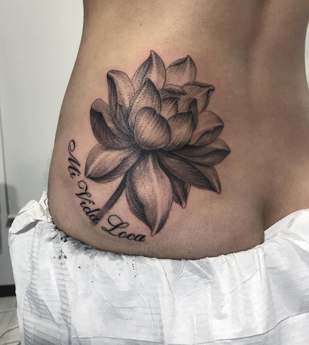 Black and Gray Realism Flower tattoo by Yuba One