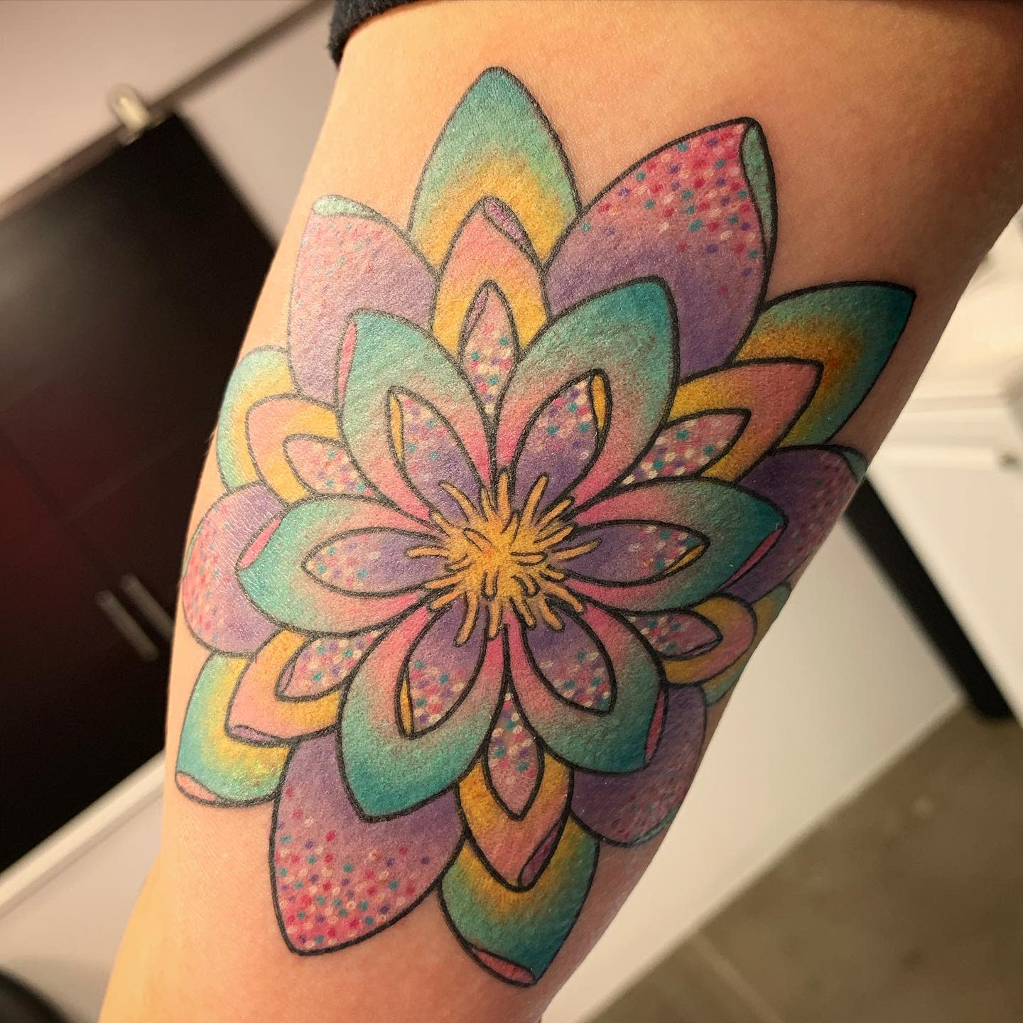 Colorful Water Lily Tattoo -anacannon84
