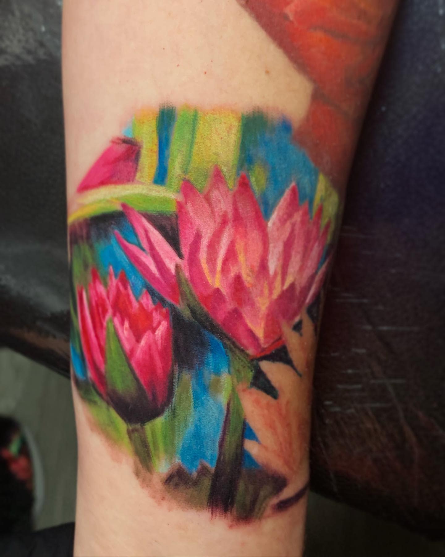 Colorful Water Lily Tattoo -daniecansino