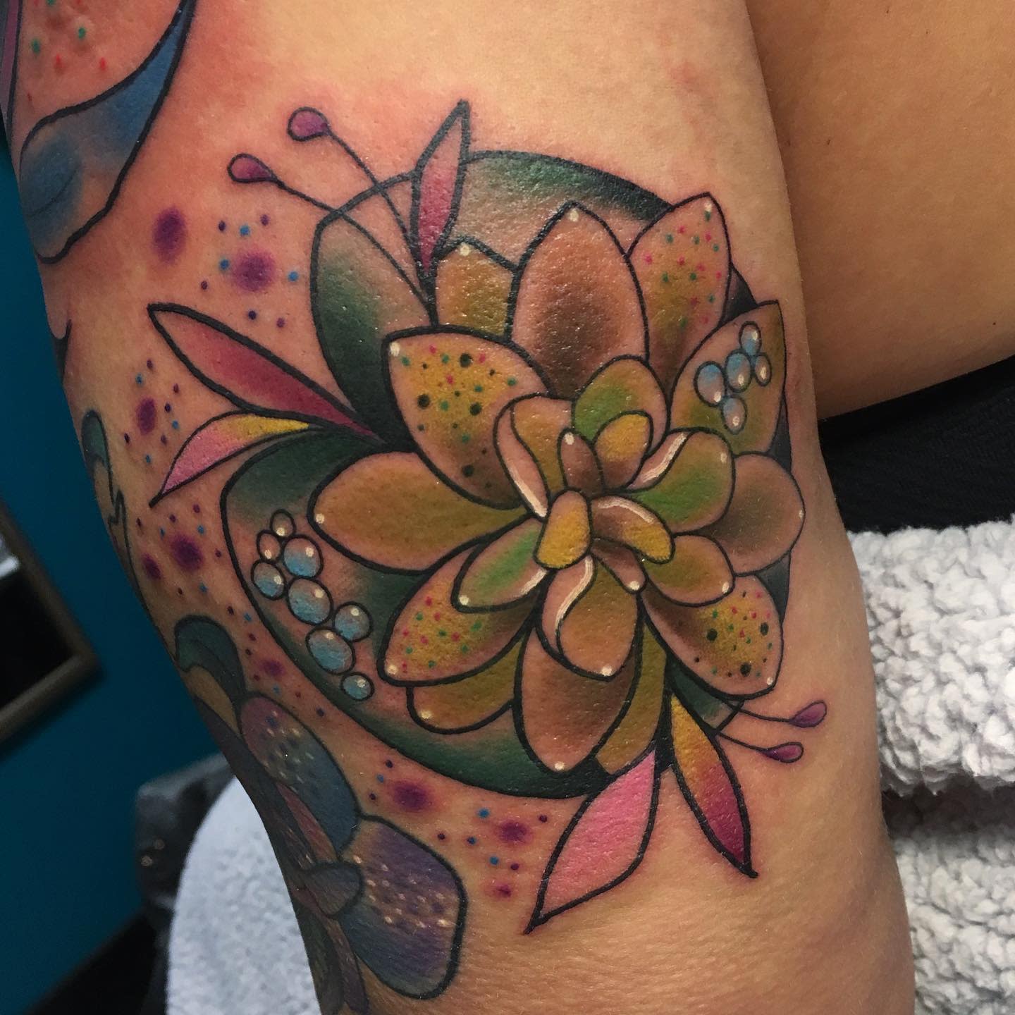 Colorful Water Lily Tattoo -hannahthebee