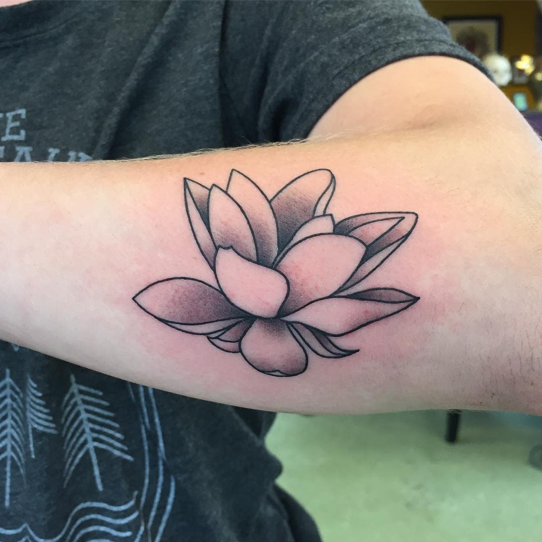Simple Water Lily Tattoo -deewhitetattoo