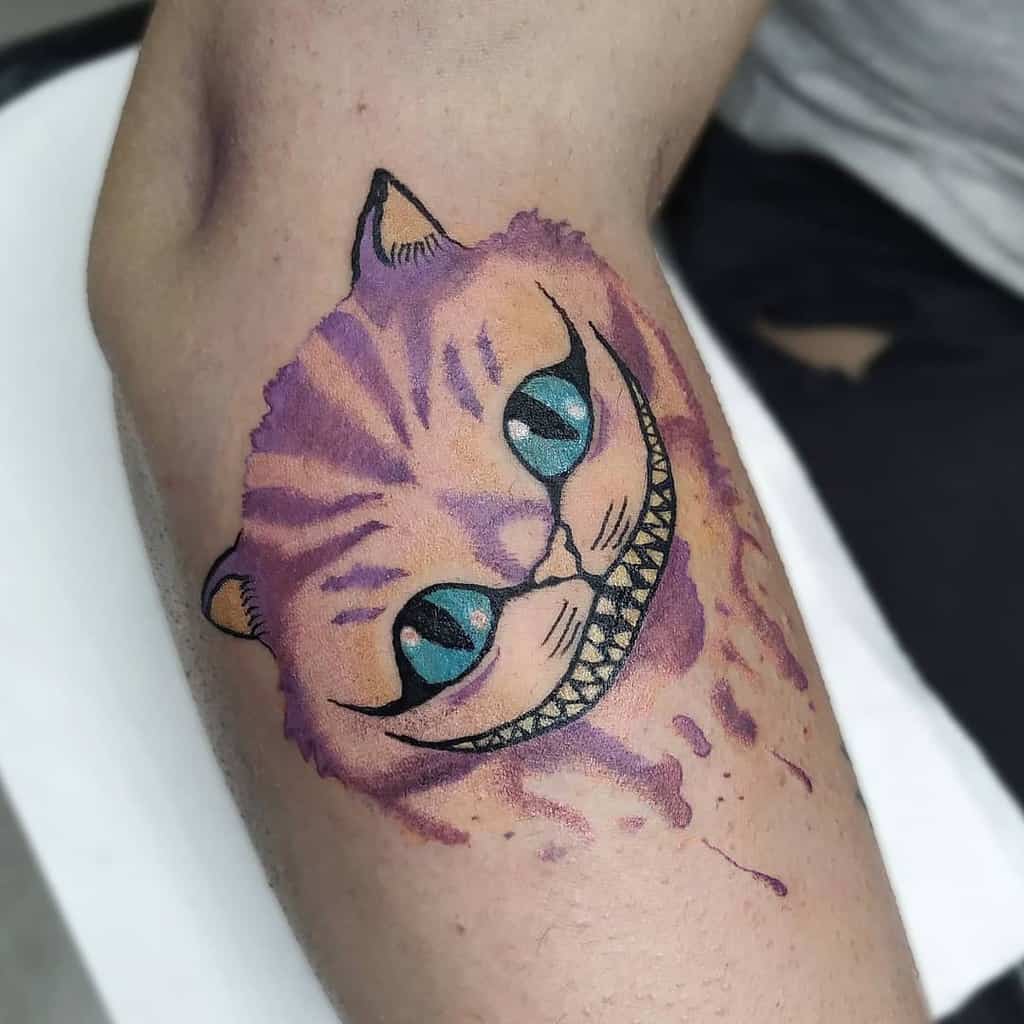 Watercolor Cheshire Cat Tattoo fedekaeru