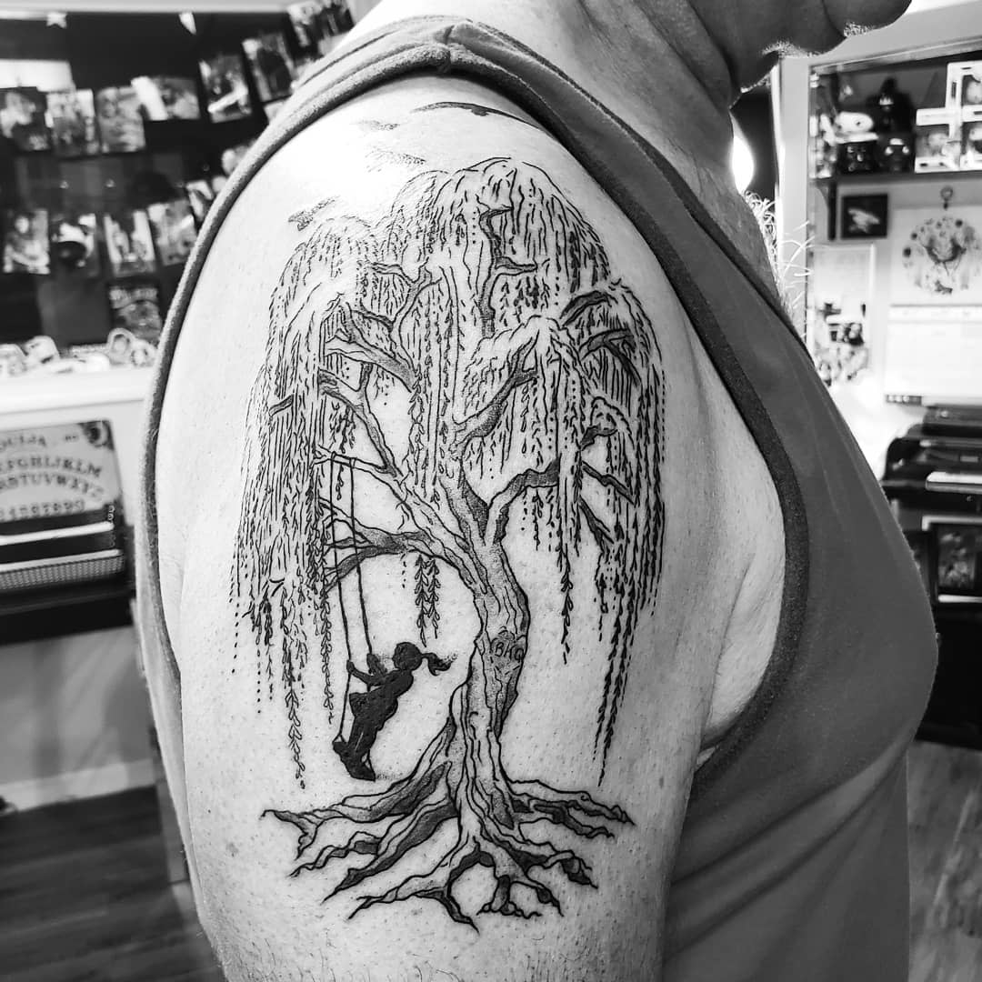 Arm Weeping Willow Tattoo -lariblutattoo