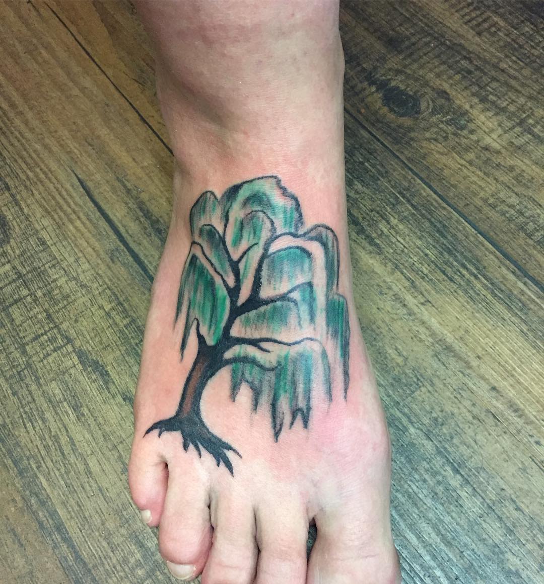 Leg Weeping Willow Tattoo -calliloskill.art