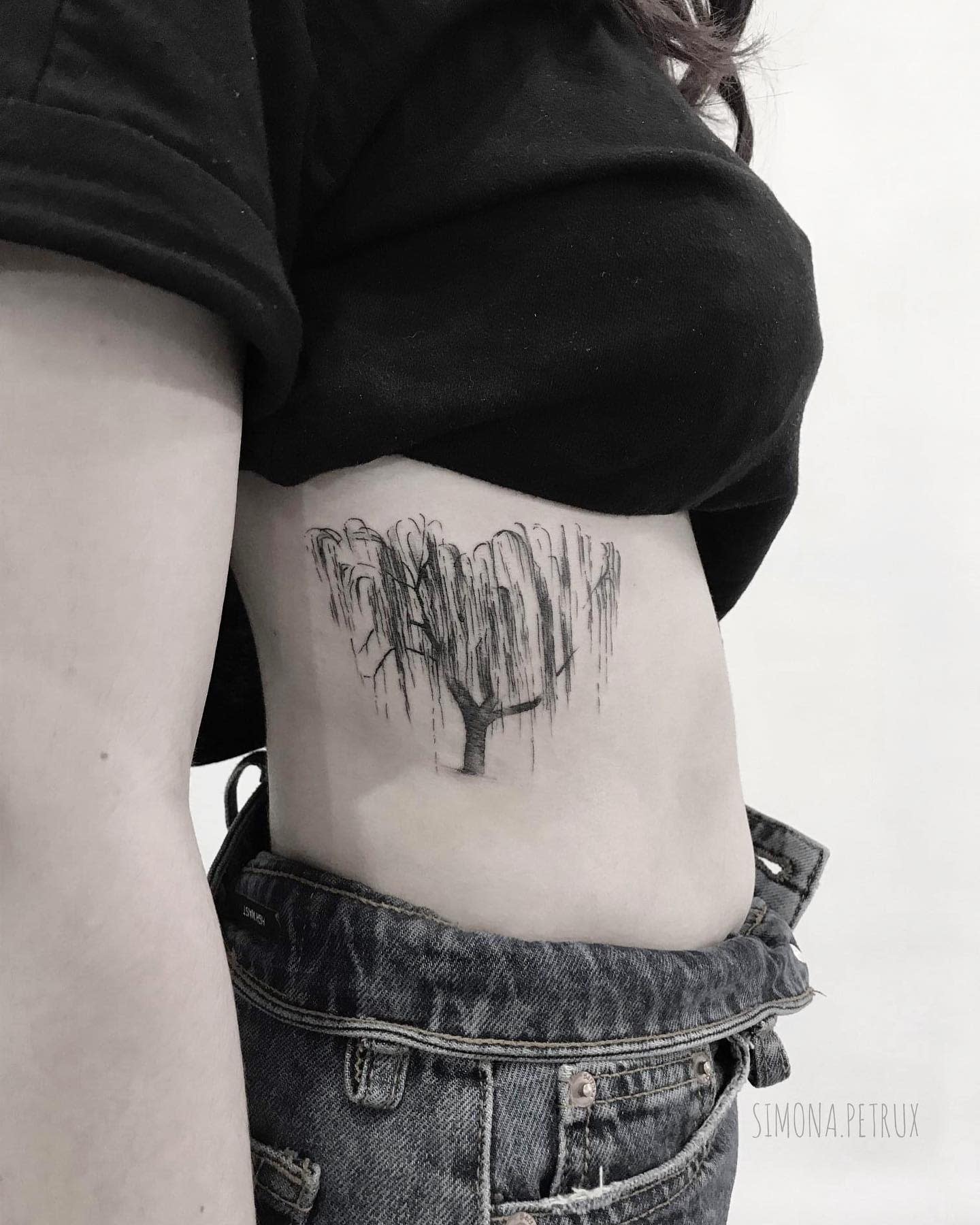 Simple Weeping Willow Tattoo -simona.petrux