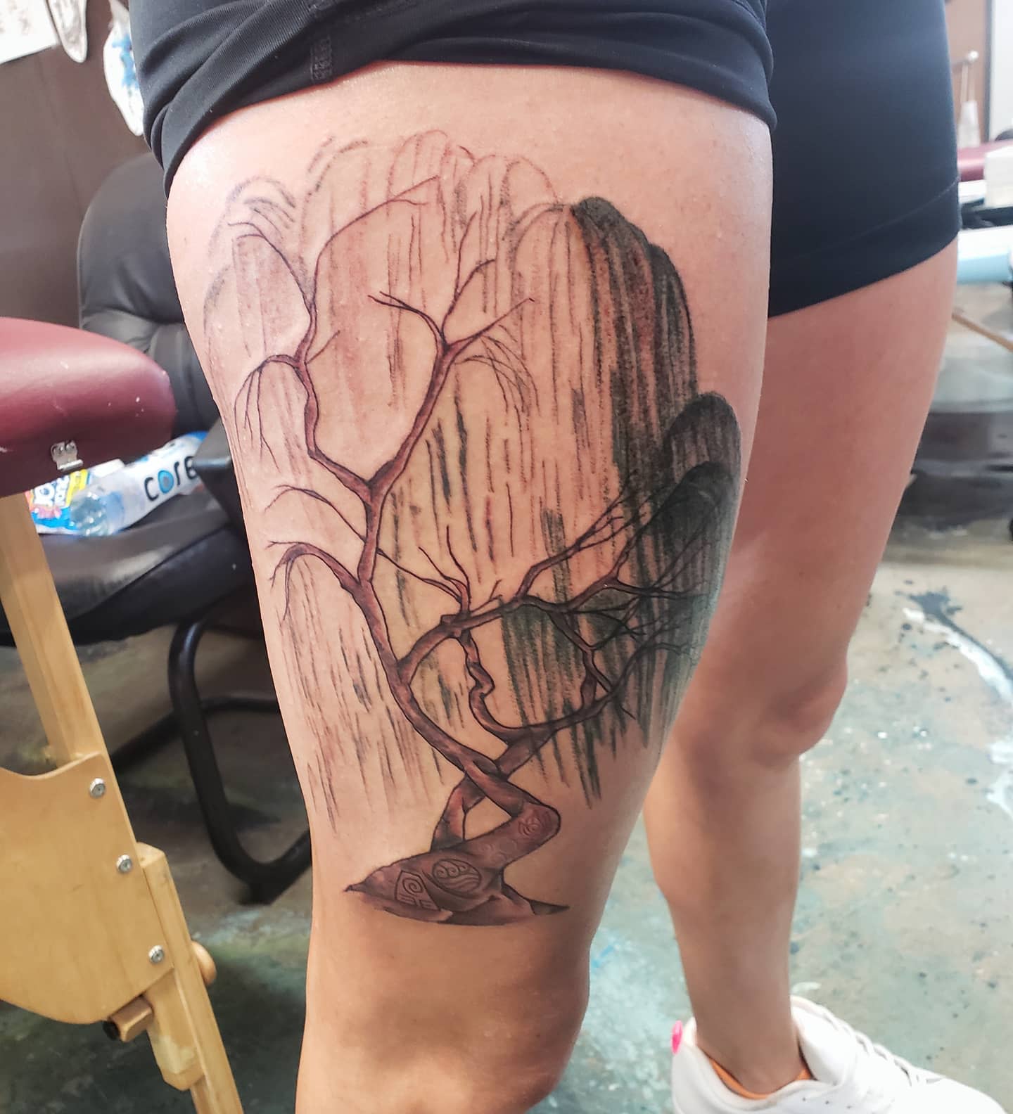 Traditional or Neotrad Weeping Willow Tattoo -katscratchkatie