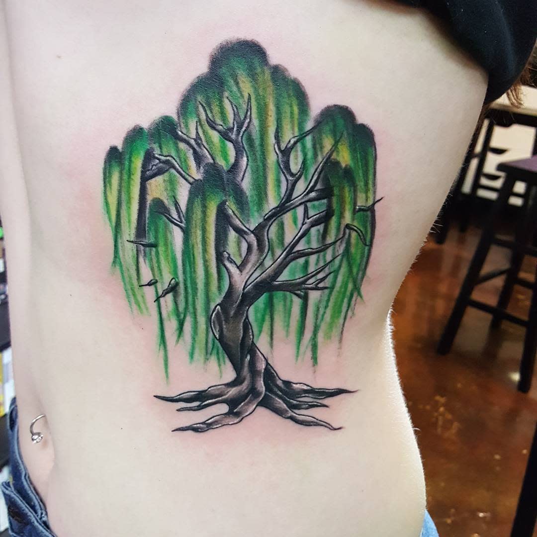 Watercolor Weeping Willow Tattoo -kaymezz.artistry