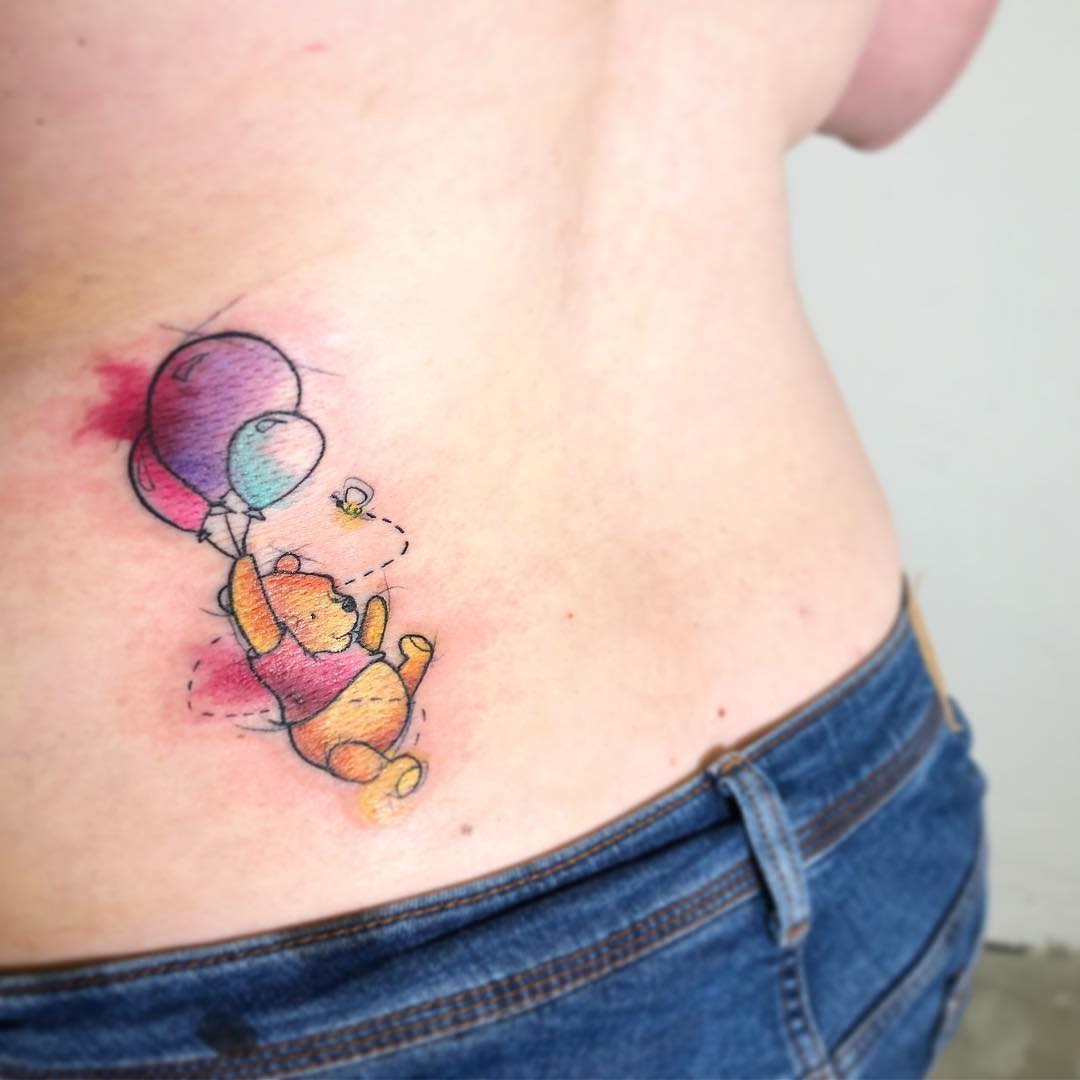 Tatuaje Winnie the Pooh en acuarela -joho.steve