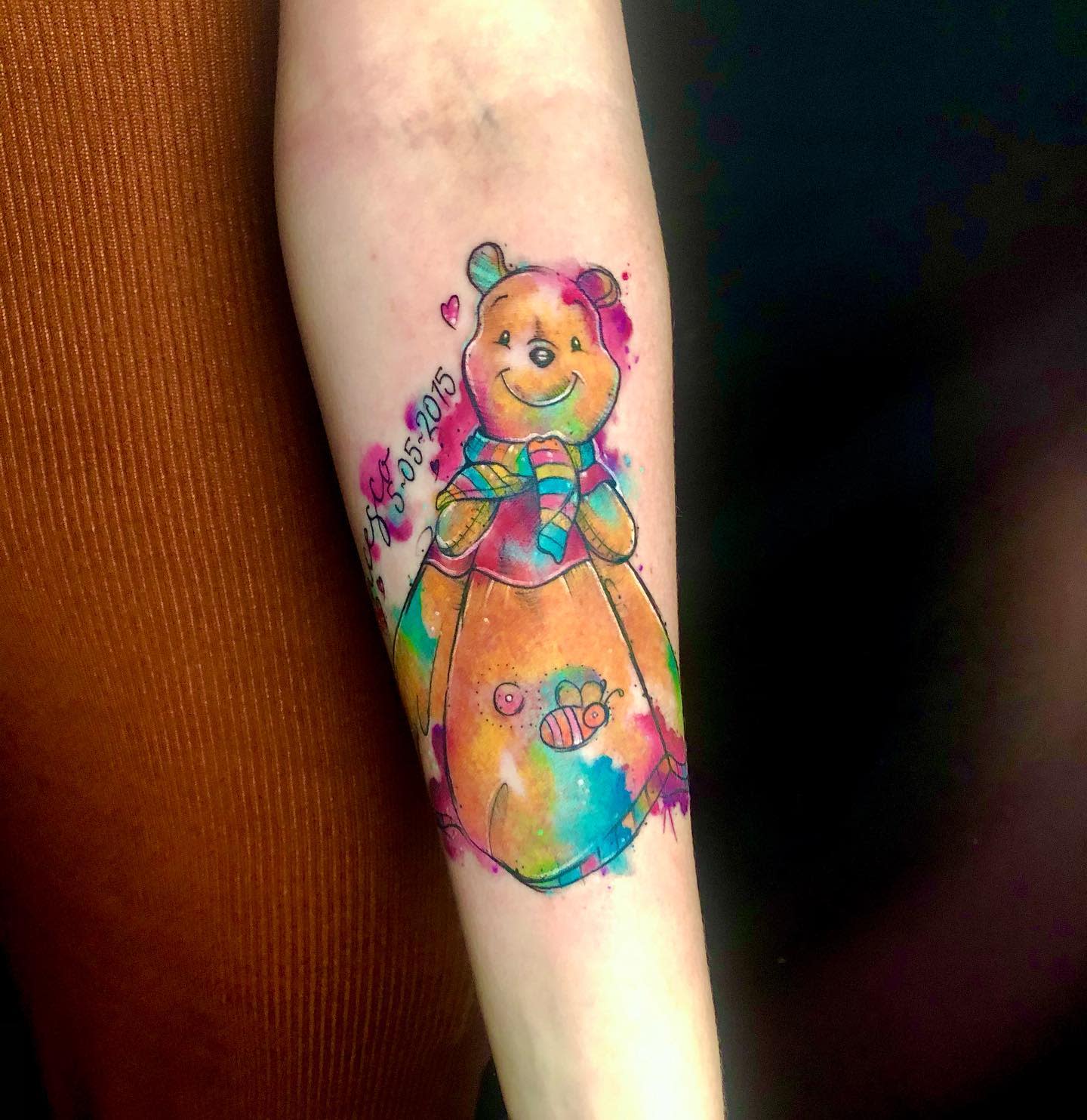 Tatuaje de Winnie the Pooh en acuarela -sara_rock_tattoo