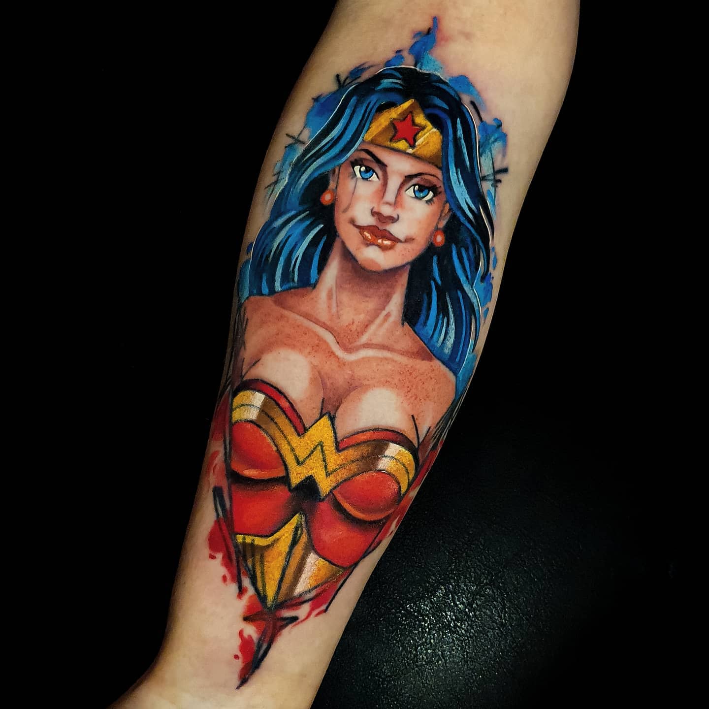 Tatuaje De La Mujer Maravilla De La Nueva Escuela -derek_tattoo