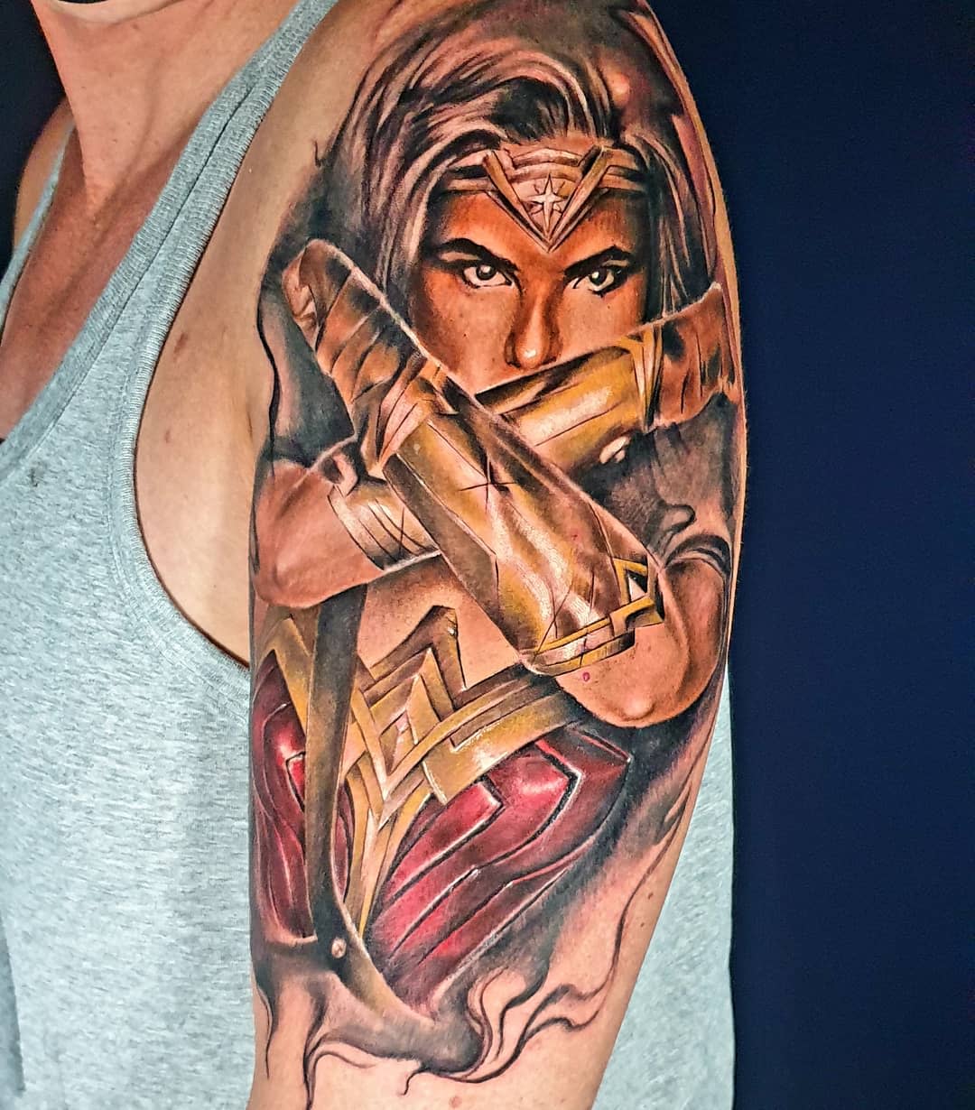 Realistic Wonder Woman Tattoo -ticklemehomo74