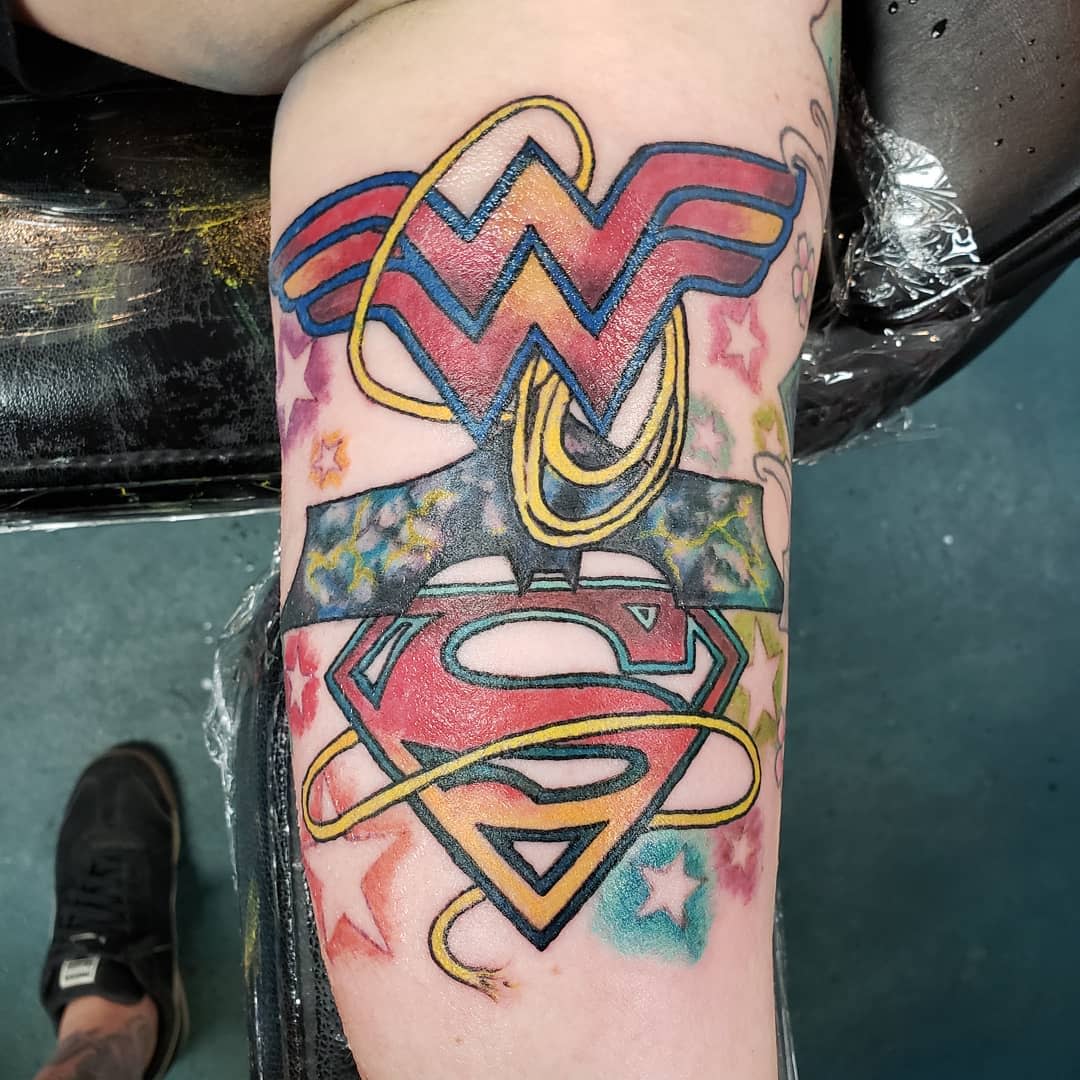 Superman Wonder Woman Tattoo -chops303tattoo