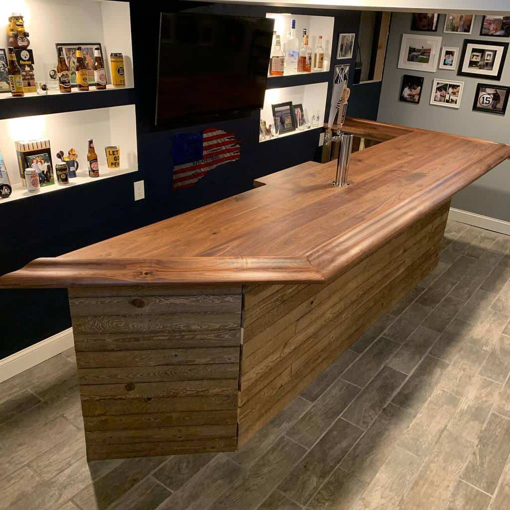 small wood wet bar recessed shelving