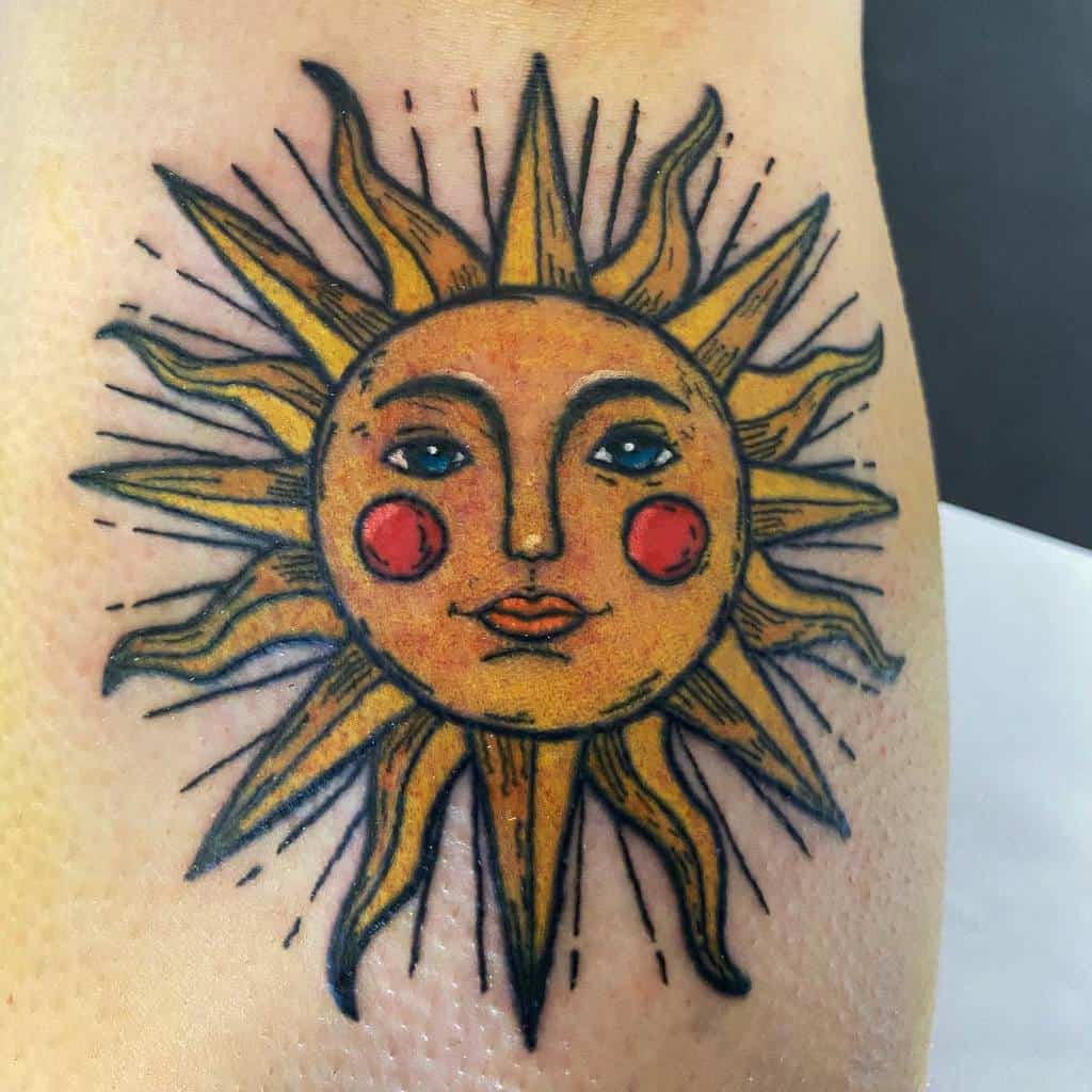 Yellow Simple Sun Tattoo calicodaniart