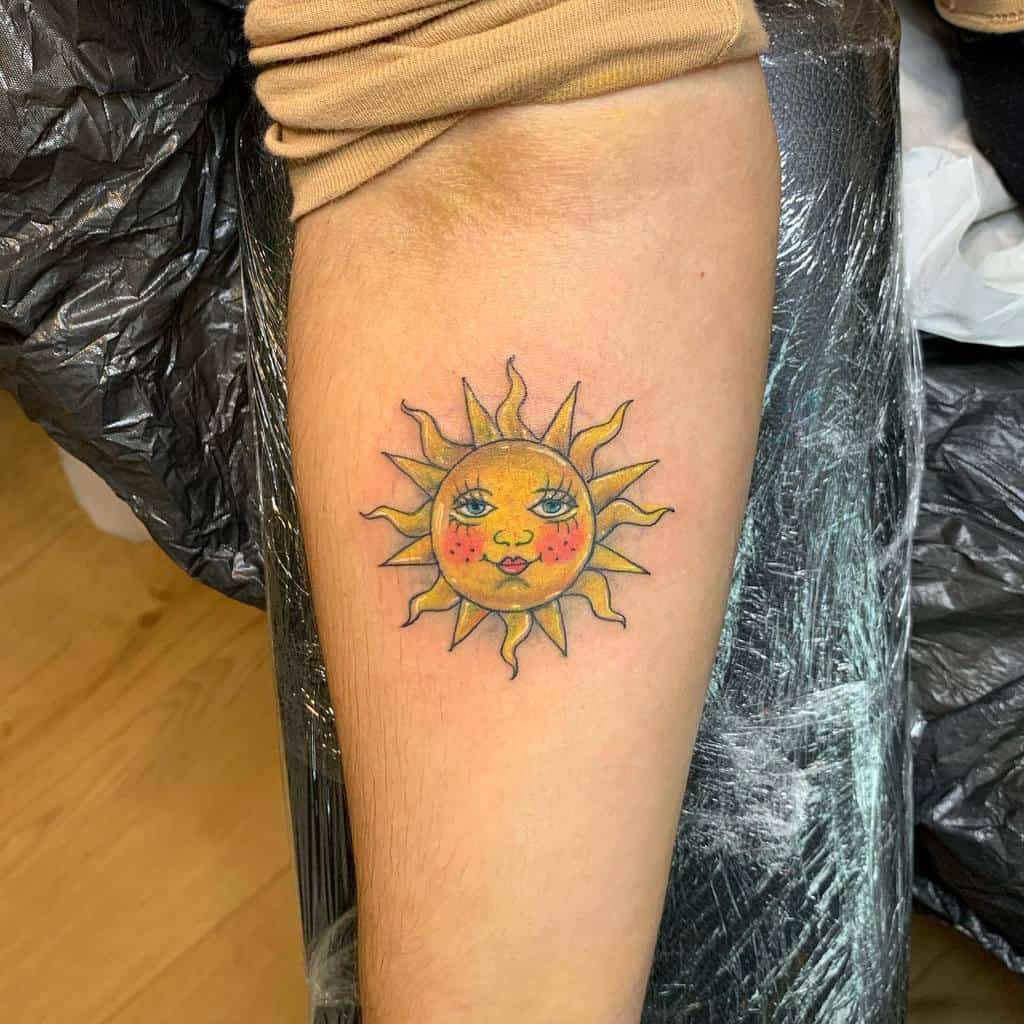 Yellow Simple Sun Tattoo sara_tattoo