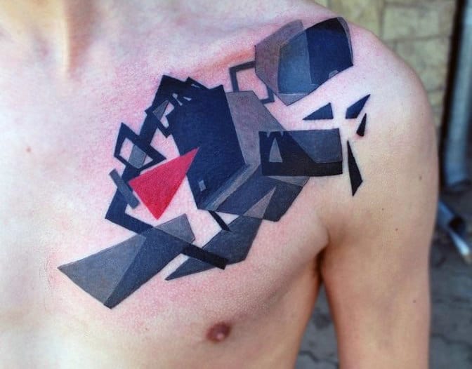 Abstract Art Tattoos For Men On Upper Right Chest
