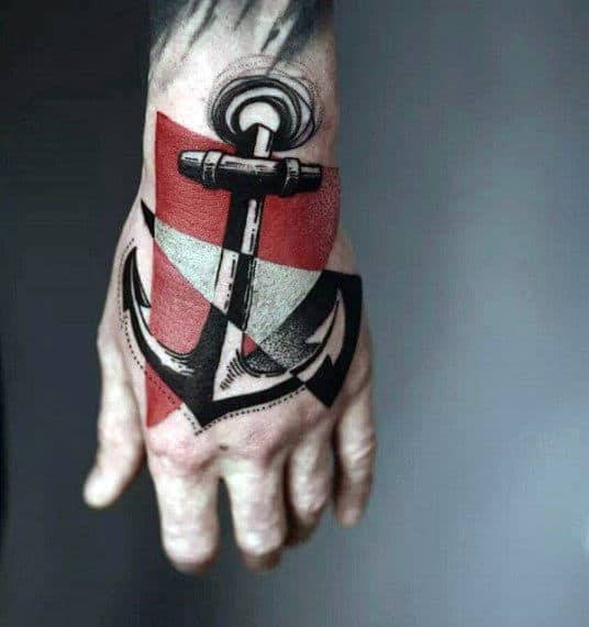 Abstract Badass Anchor Hand Tattoos For Guys