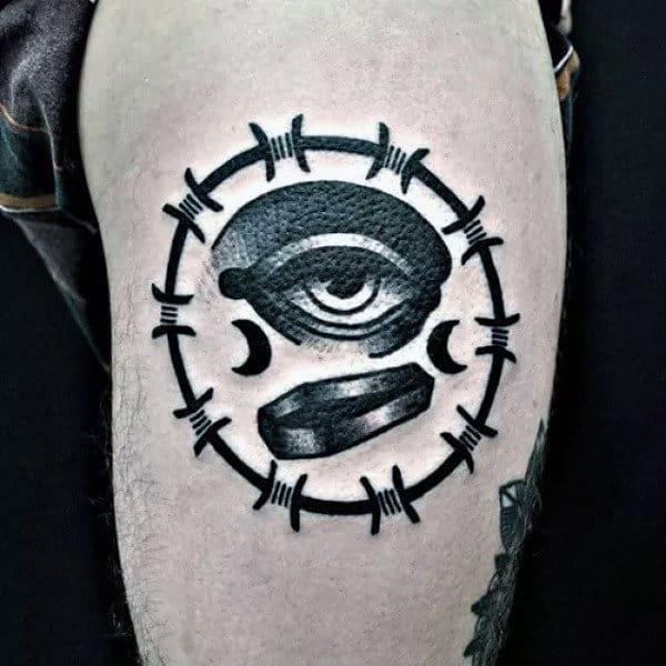 Abstract Circular Barbed Wire Tattoo Designs For Guys