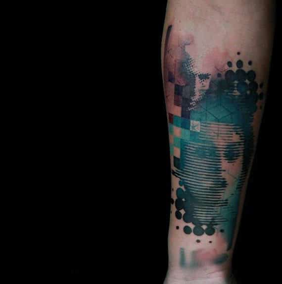 Abstract Fight Club Mens Inner Forearm Tattoo Design Ideas