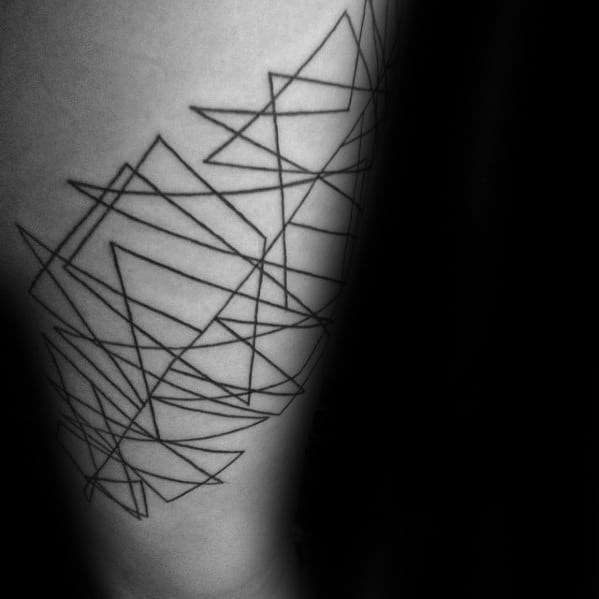 Abstract Forearm Geometric Feather Guys Tattoo Ideas