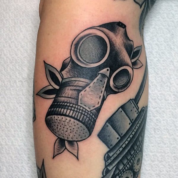 Abstract Gas Mask Tattoo Artwork For Men On Arm