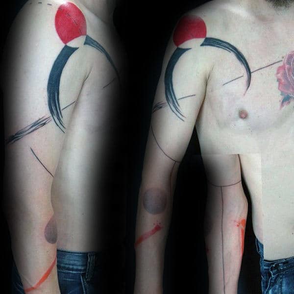 Abstract Geometric Brush Stroke Tattoos For Guys