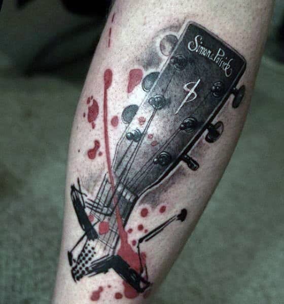 Abstract Guitar Tattoo Design For Guys