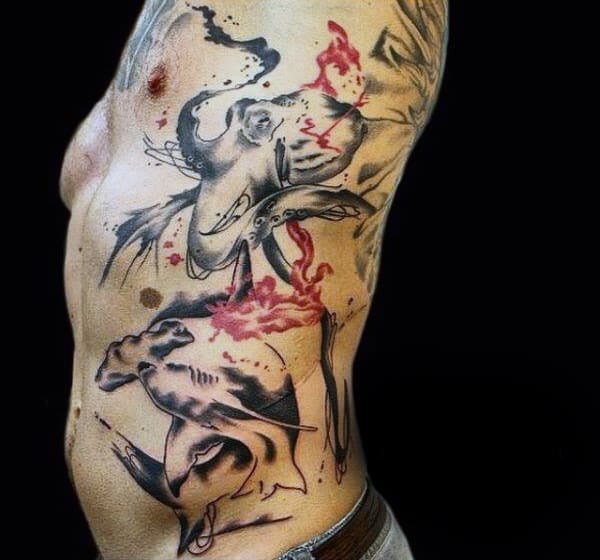 Watercolor Shark Tattoo On Left Arm