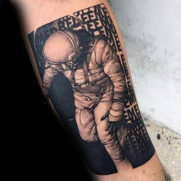 Abstract Modern Mens Nice Inner Forearm Astronaut Tattoos