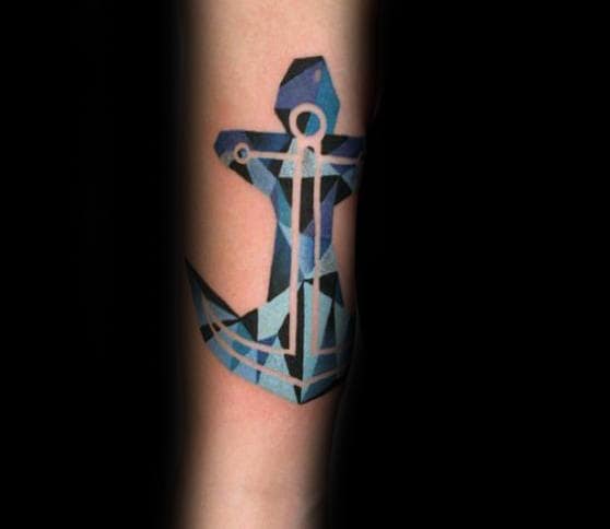 Abstract Modern Nautical Anchor Mens Geometric Arm Tattoo Ideas